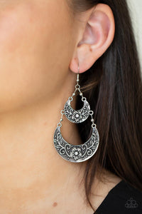 Springtime Gardens - White and Silver Earrings- Paparazzi Accessories