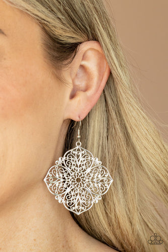 Dubai Detour - Silver Earrings- Paparazzi Accessories