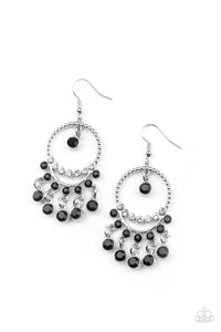 Cosmic Chandeliers - Black and Silver Earrings- Paparazzi Accessories