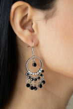 Load image into Gallery viewer, Cosmic Chandeliers - Black and Silver Earrings- Paparazzi Accessories