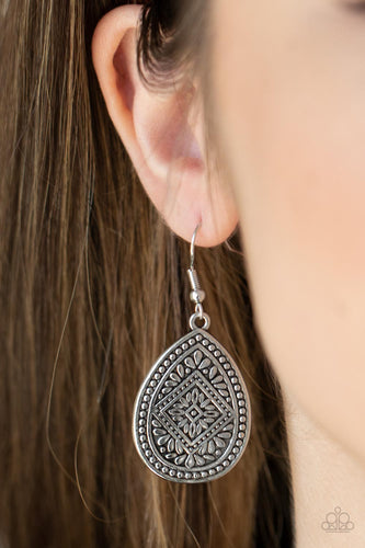 Mayan Mecca - Silver Earrings- Paparazzi Accessories