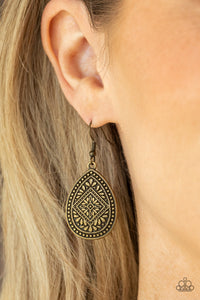 Mayan Mecca - Brass Earrings- Paparazzi Accessories