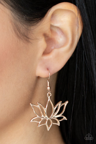 Lotus Ponds - Rose Gold Earrings- Paparazzi Accessories