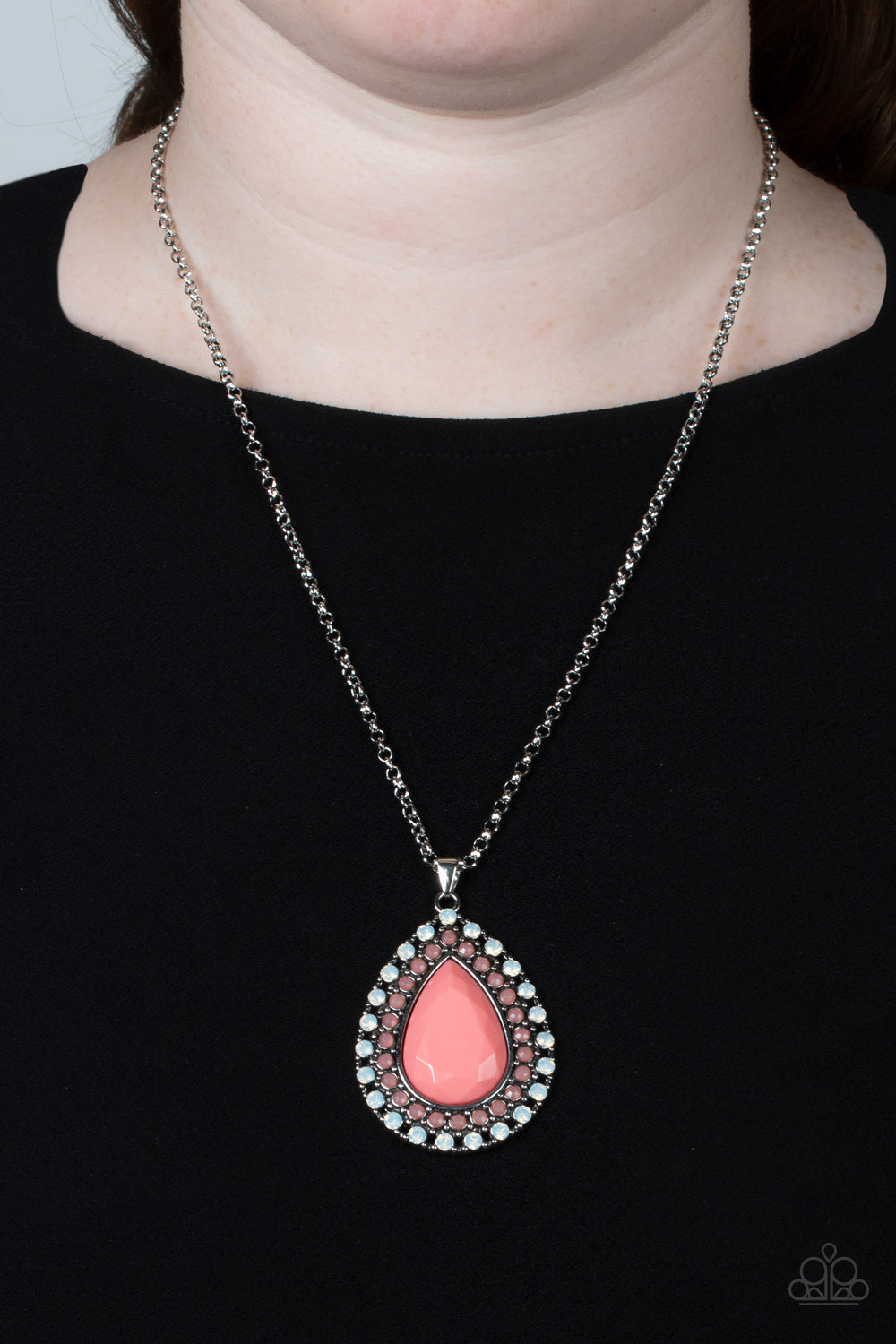 DROPLET Like Its Hot - Multicolored Silver Necklace- Paparazzi Accessories