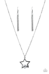 Starry Fireworks - White and Gunmetal Necklace- Paparazzi Accessories