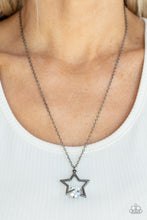 Load image into Gallery viewer, Starry Fireworks - White and Gunmetal Necklace- Paparazzi Accessories