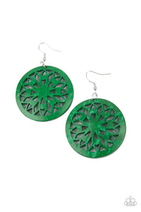 Ocean Canopy - Green and Silver Earrings- Paparazzi Accessories