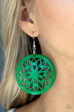 Load image into Gallery viewer, Ocean Canopy - Green and Silver Earrings- Paparazzi Accessories
