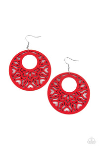 Tropical Reef - Red and Silver  Earrings- Paparazzi Accessories