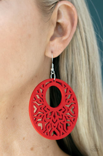 Tropical Reef - Red and Silver  Earrings- Paparazzi Accessories