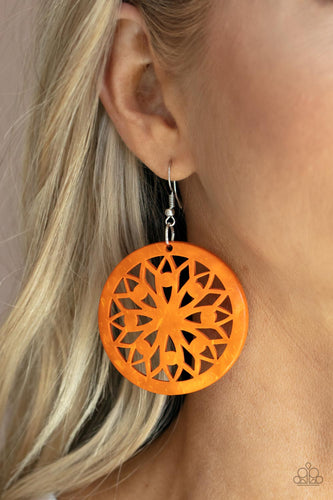 Ocean Canopy - Orange and Silver Earrings- Paparazzi Accessories