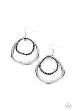 Load image into Gallery viewer, Spinning With Sass - Black and Silver Earrings- Paparazzi Accessories