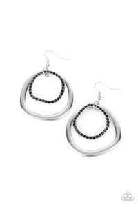 Spinning With Sass - Black and Silver Earrings- Paparazzi Accessories