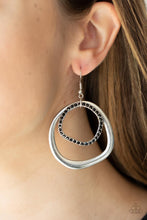 Load image into Gallery viewer, Spinning With Sass - Black and Silver Earrings- Paparazzi Accessories