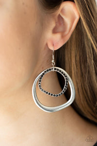 Spinning With Sass - Black and Silver Earrings- Paparazzi Accessories