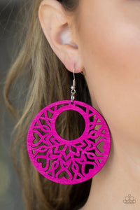 Tropical Reef - Pink and Silver Earrings- Paparazzi Accessories