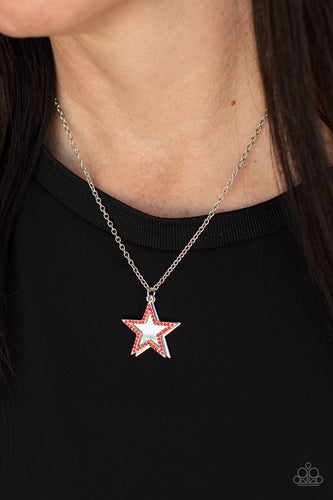 American Anthem - Red and Silver Necklace- Paparazzi Accessories