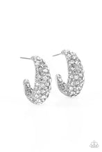 Load image into Gallery viewer, Glamorously Glimmering - White and Silver Earrings- Paparazzi Accessories