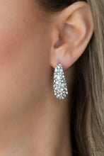 Load image into Gallery viewer, Glamorously Glimmering - White and Silver Earrings- Paparazzi Accessories