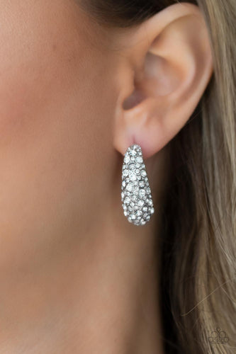 Glamorously Glimmering - White and Silver Earrings- Paparazzi Accessories