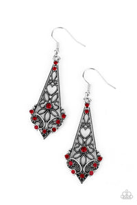 Casablanca Charisma - Red and Silver Earrings- Paparazzi Accessories