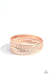 Stockpiled Shimmer - Rose Gold Bracelets- Paparazzi Accessories