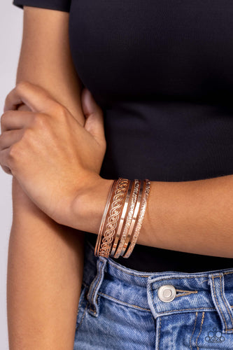 Stockpiled Shimmer - Rose Gold Bracelets- Paparazzi Accessories