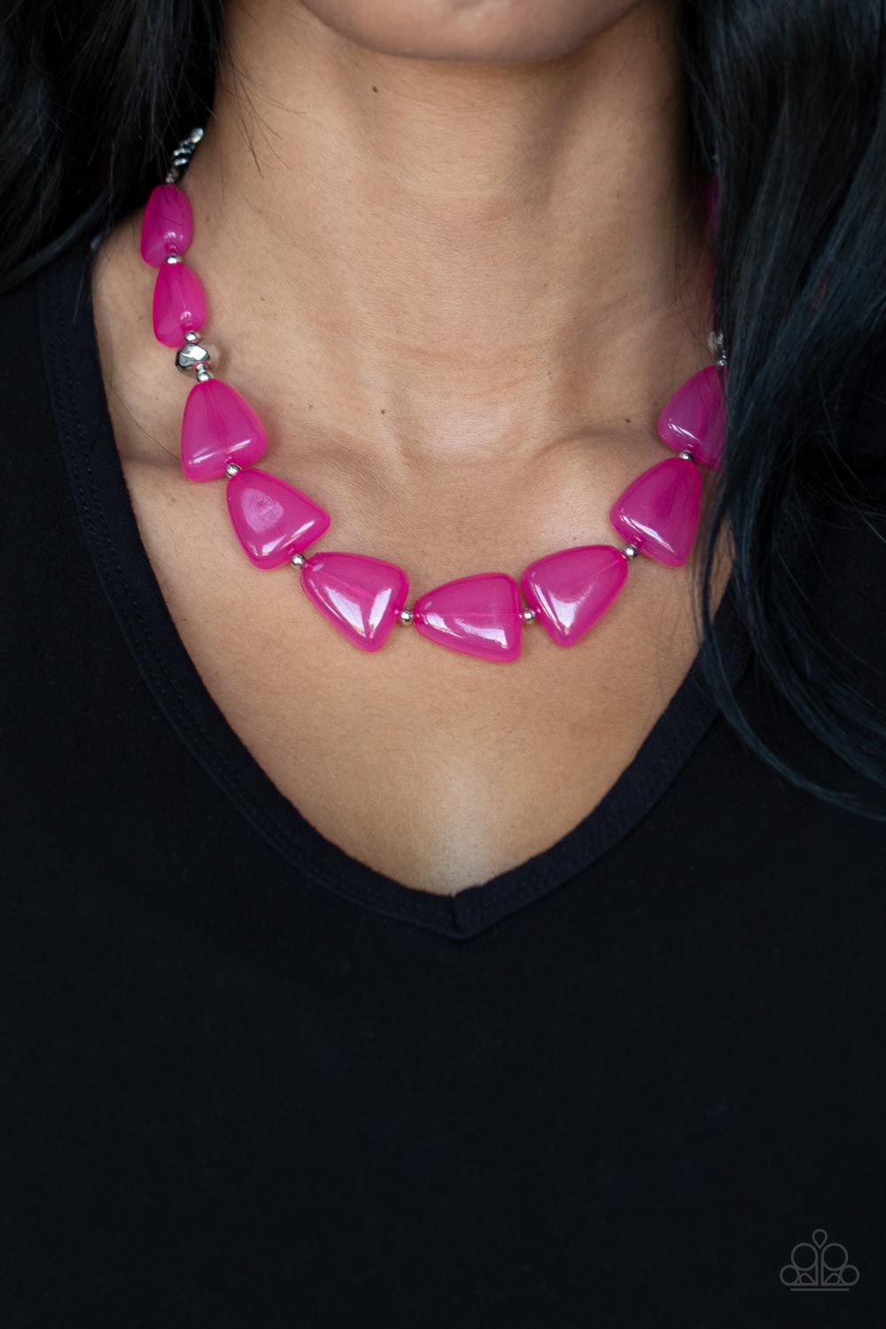 Tenaciously Tangy - Pink and Silver Necklace- Paparazzi Accessories
