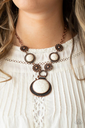 Saguaro Garden - White and Copper Necklace- Paparazzi Accessories