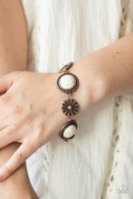 Load image into Gallery viewer, Fredonia Flower Patch - White and Copper Bracelet- Paparazzi Accessories