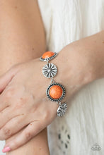 Load image into Gallery viewer, Fredonia Flower Patch - Orange and Silver Bracelet- Paparazzi Accessories