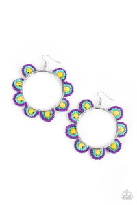 Groovy Gardens - Yellow and Silver Earrings- Paparazzi Accessories