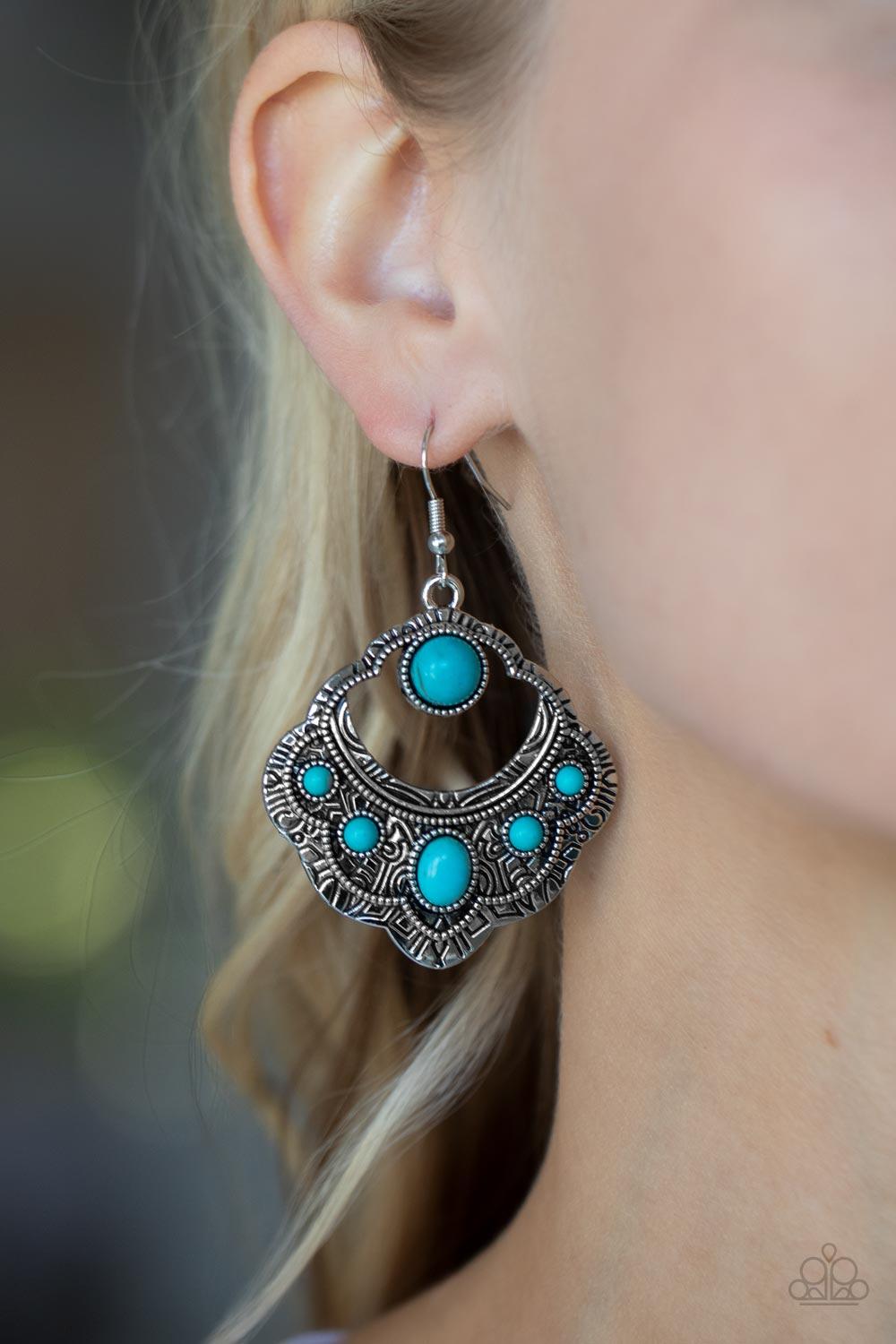 Saguaro Sunset - Blue and Silver Earrings- Paparazzi Accessories