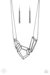 3-D Drama- Gunmetal Necklace- Paparazzi Accessories