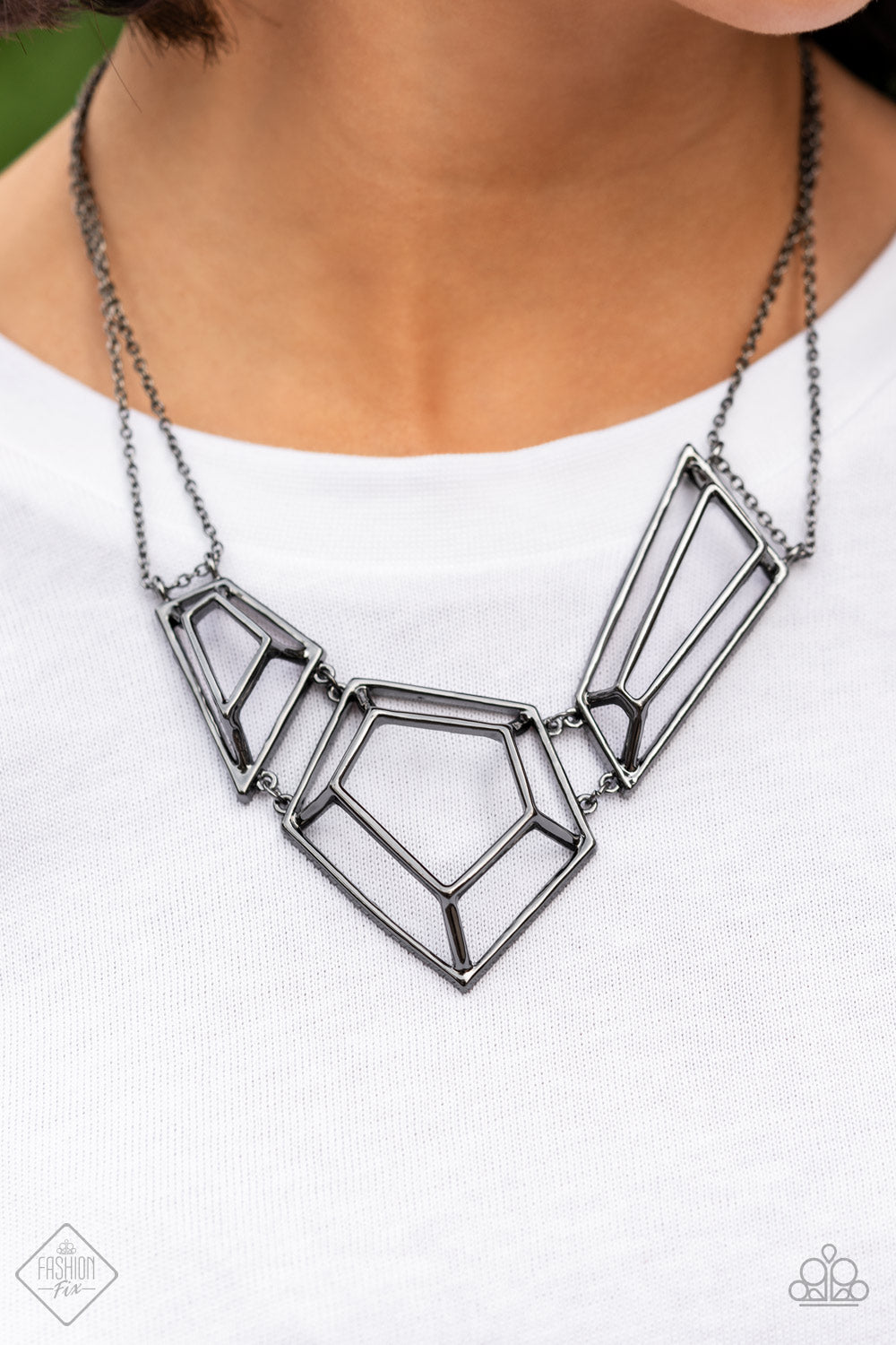 3-D Drama- Gunmetal Necklace- Paparazzi Accessories