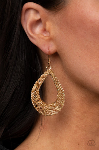 A Hot MESH- Gold Earrings- Paparazzi Accessories