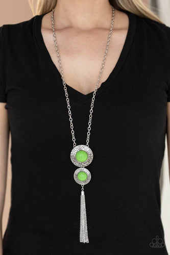 Abstract Artistry- Green and Silver Necklace- Paparazzi Accessories