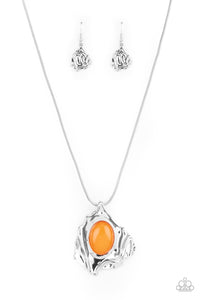 Amazon Amulet- Orange and Silver Necklace- Paparazzi Accessories
