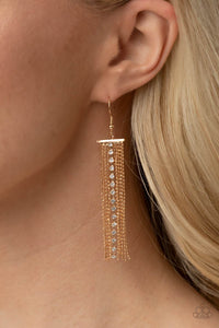 Another Day, Another Drama- White and Gold Earrings- Paparazzi Accessories