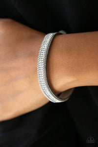 Babe Bling- White and Silver Wrap Bracelet- Paparazzi Accessories