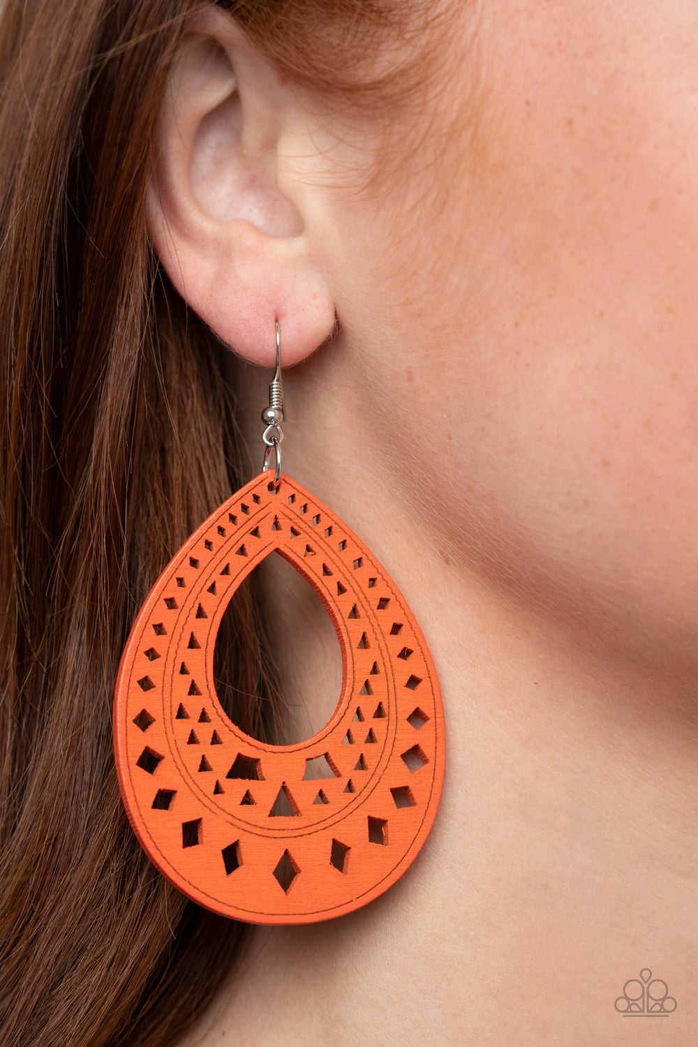Belize Beauty- Orange and Silver Earrings- Paparazzi Accessories