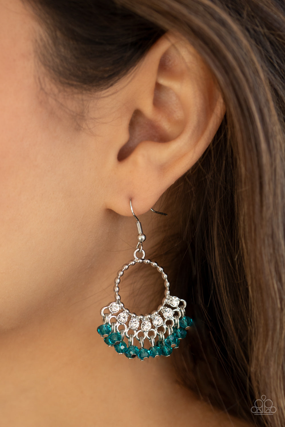 Charmingly Cabaret- Blue and Silver Earrings- Paparazzi Accessories