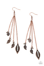 Load image into Gallery viewer, Chiming Leaflets- White and Copper Earrings- Paparazzi Accessories