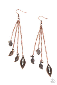 Chiming Leaflets- White and Copper Earrings- Paparazzi Accessories