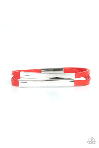 Dangerously Divine- Red and Silver Bracelet- Paparazzi Accessories
