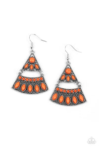Desert Fiesta- Orange and Silver Earrings- Paparazzi Accessories
