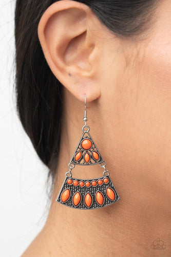 Desert Fiesta- Orange and Silver Earrings- Paparazzi Accessories