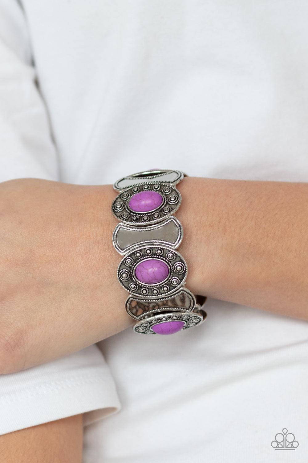 Desert Relic- Purple and Silver Bracelet- Paparazzi Accessories