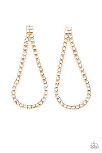 Diamond Drops- White and Gold Earrings- Paparazzi Accessories