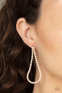 Diamond Drops- White and Gold Earrings- Paparazzi Accessories